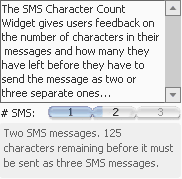 The SMS Character Count gives users sufficient feedback and the message textbox allows users to see a whole SMS message without scrolling.